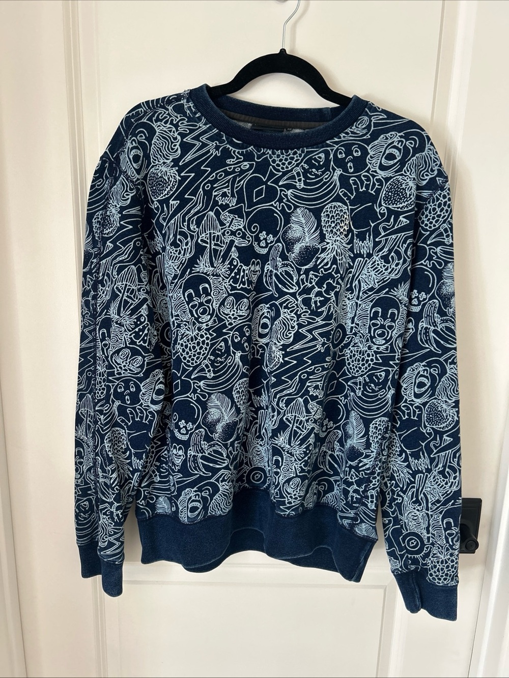 Paul Smith Jeans Vintage Mens XL Blue Graphic Print Crewneck Sweatshirt